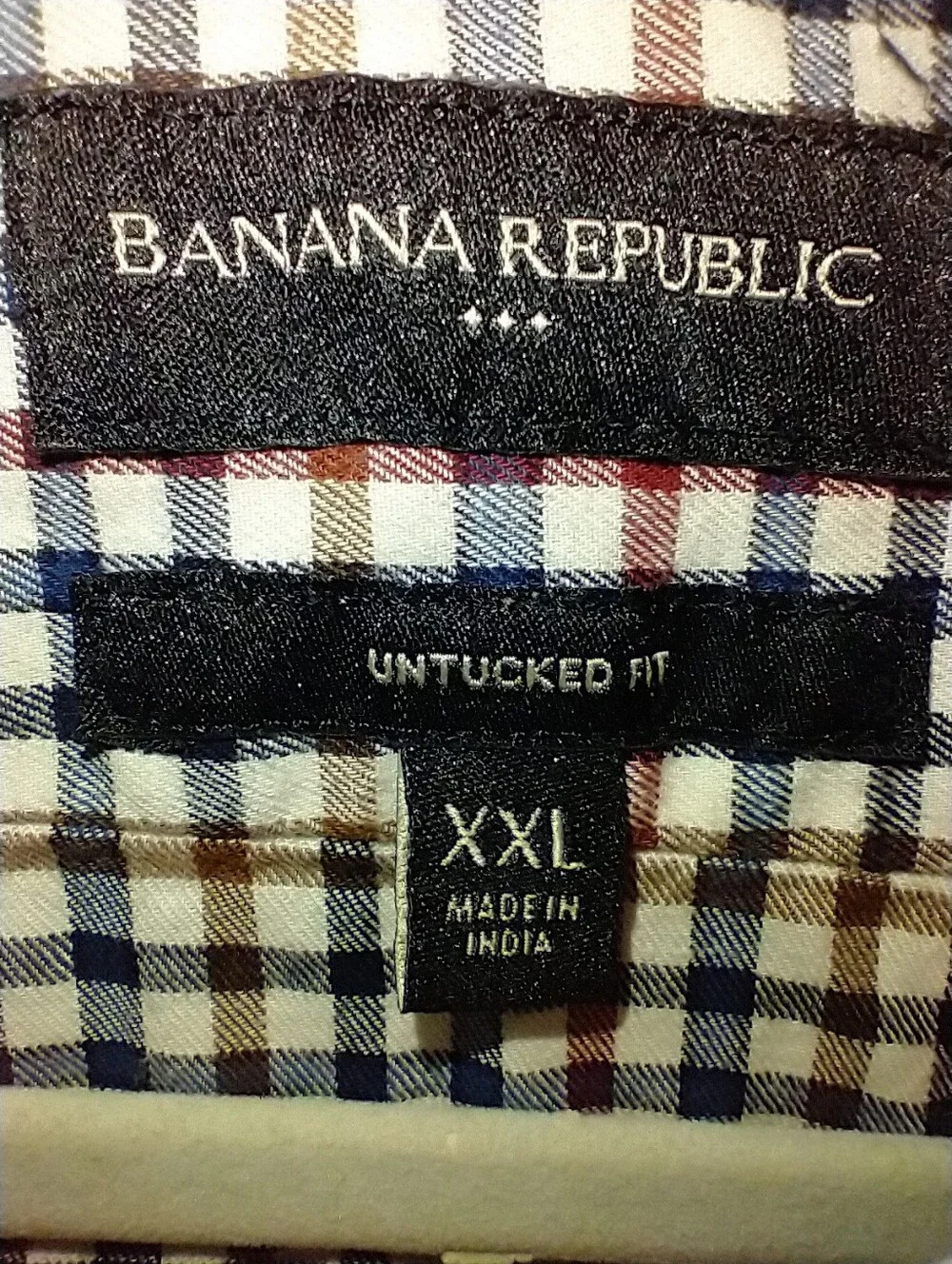 Banana Republic Untucked Fit Plaid Long Sleeve Button Down Shirt Men's sz XXL.
